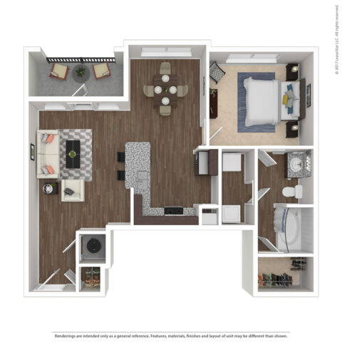 1 bed 1 bath floor plan