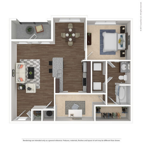 1 bed 1 bath floorplan