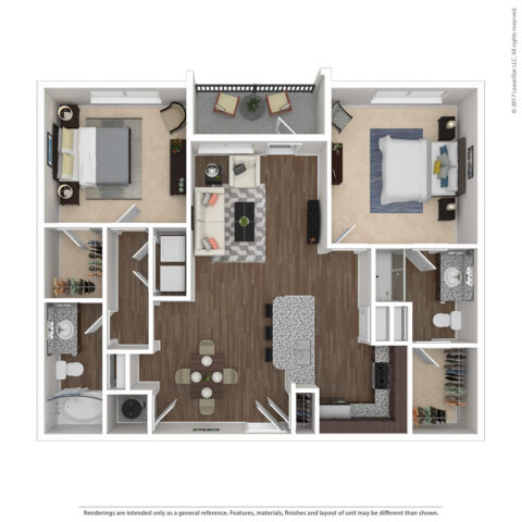 2 bed 2 bath floorplan