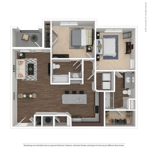 2 bed 2 bath floorplan