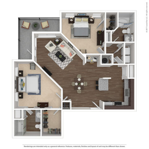 2 bed 2 bath floorplan