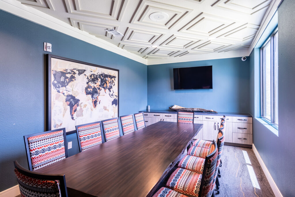 Conference table with a long table and chairs