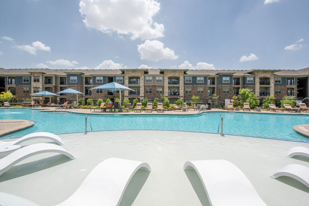 Swimming Pool view and poolside chairs